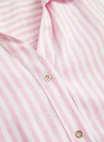 Stripe Print Shirt Collar Blouse