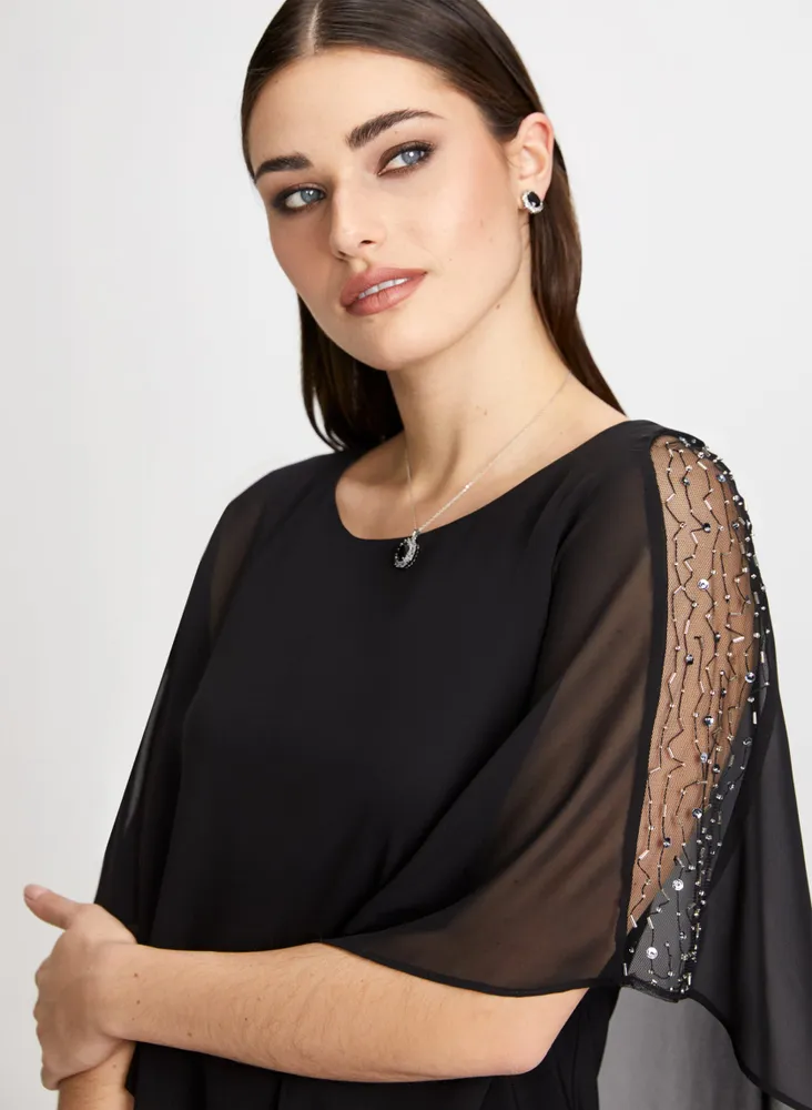 Beaded Detail Poncho Dress