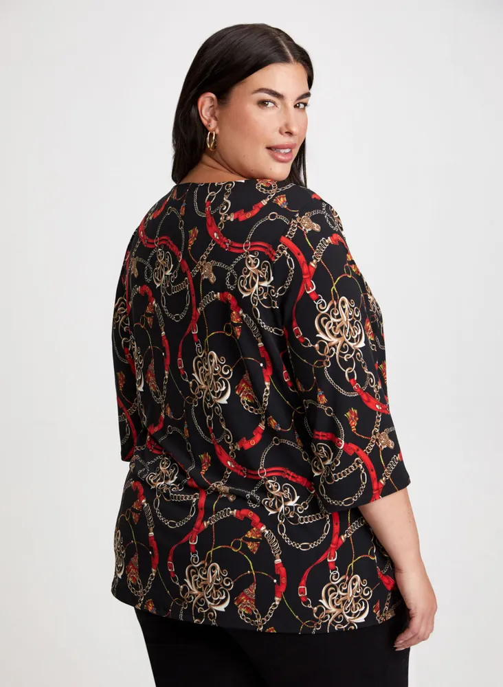 Mixed Print Dolman Sleeve Top