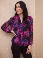 Blurred Floral Print Blouse