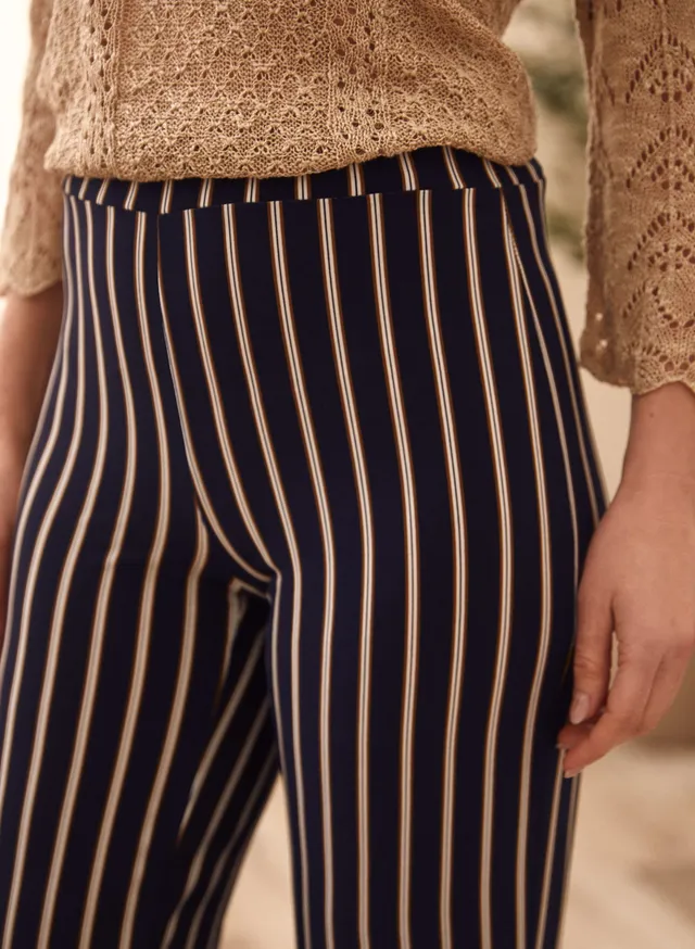 Stripe Print Wide Leg Pants