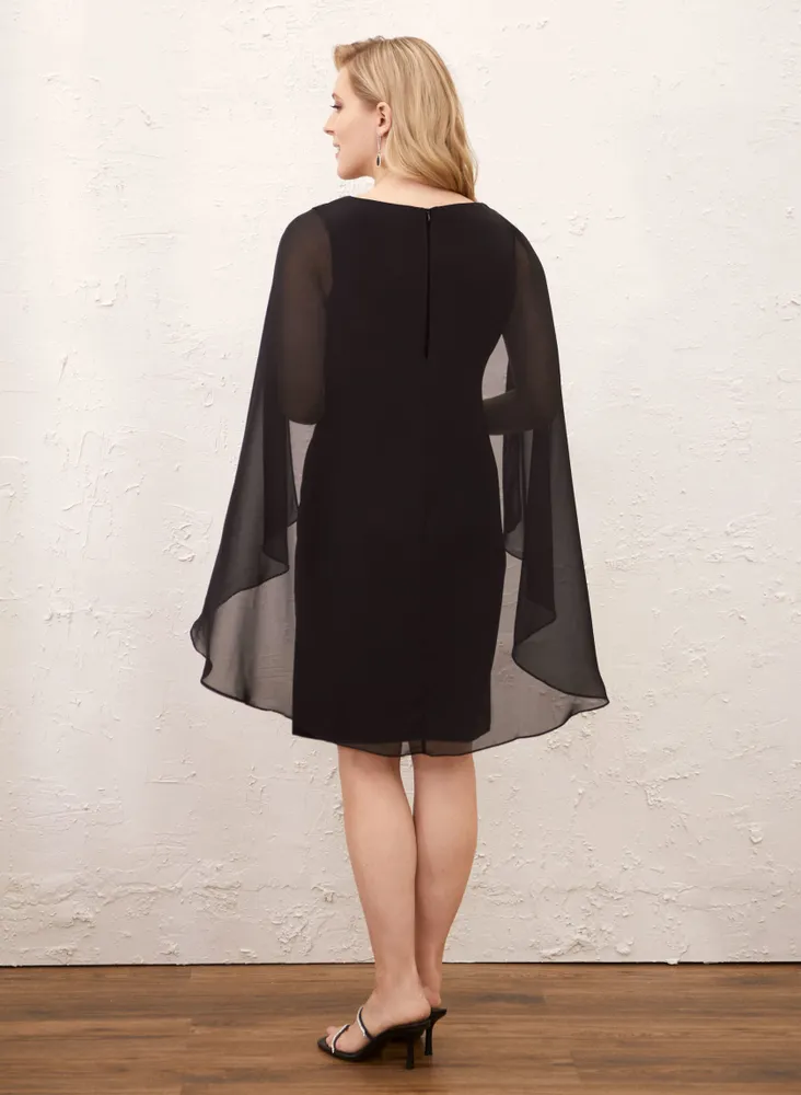 V-Neck Chiffon Cape Dress