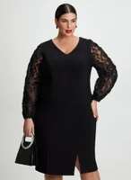 Embroidered Organza Sleeve Dress