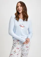 Slogan & Cat Print Pyjama Set