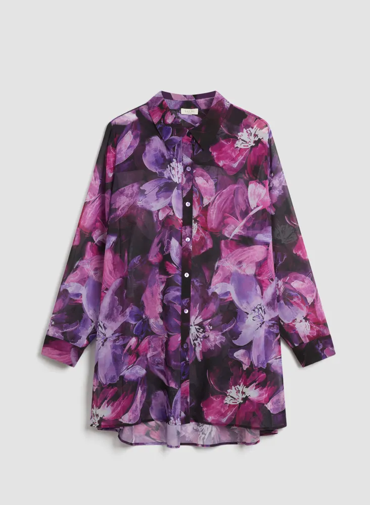 Floral Print Button-Up Blouse