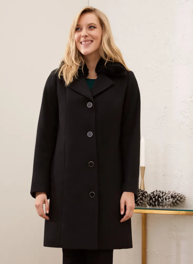 Stretch Wool Blend Coat