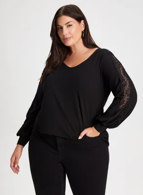Lace Detail Puff Sleeve Tunic