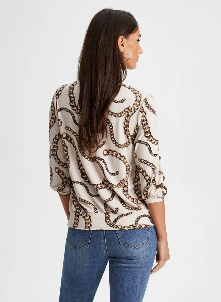 Chain Print 3/4 Sleeve Top