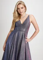 V-Neck Glitter Detail Gown