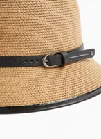 Buckle Detail Bucket Straw Hat