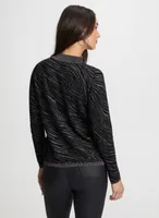 Sparkly Zebra Motif Shimmer Sweater