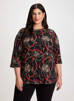 Mixed Print Dolman Sleeve Top