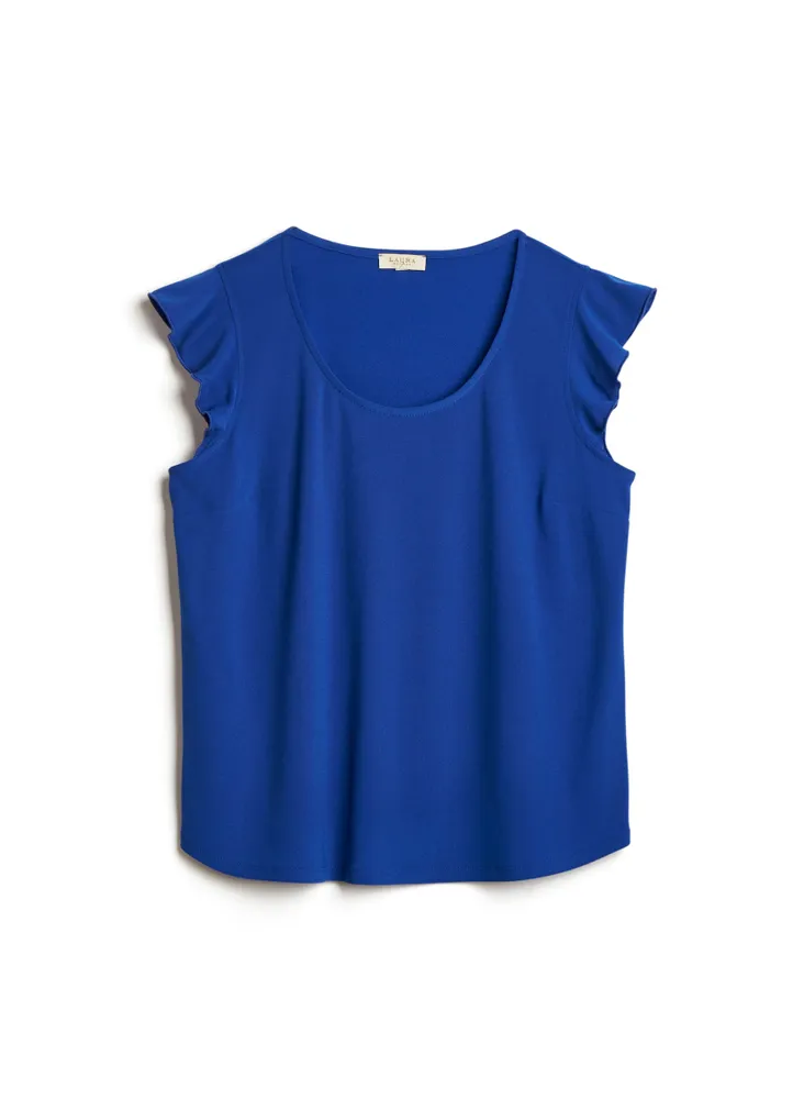 Ruffle Detail Scoop Neck Top