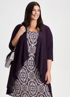 Medallion Print Dress & Cardigan Set