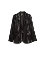 Notched Collar Sequin Jacket