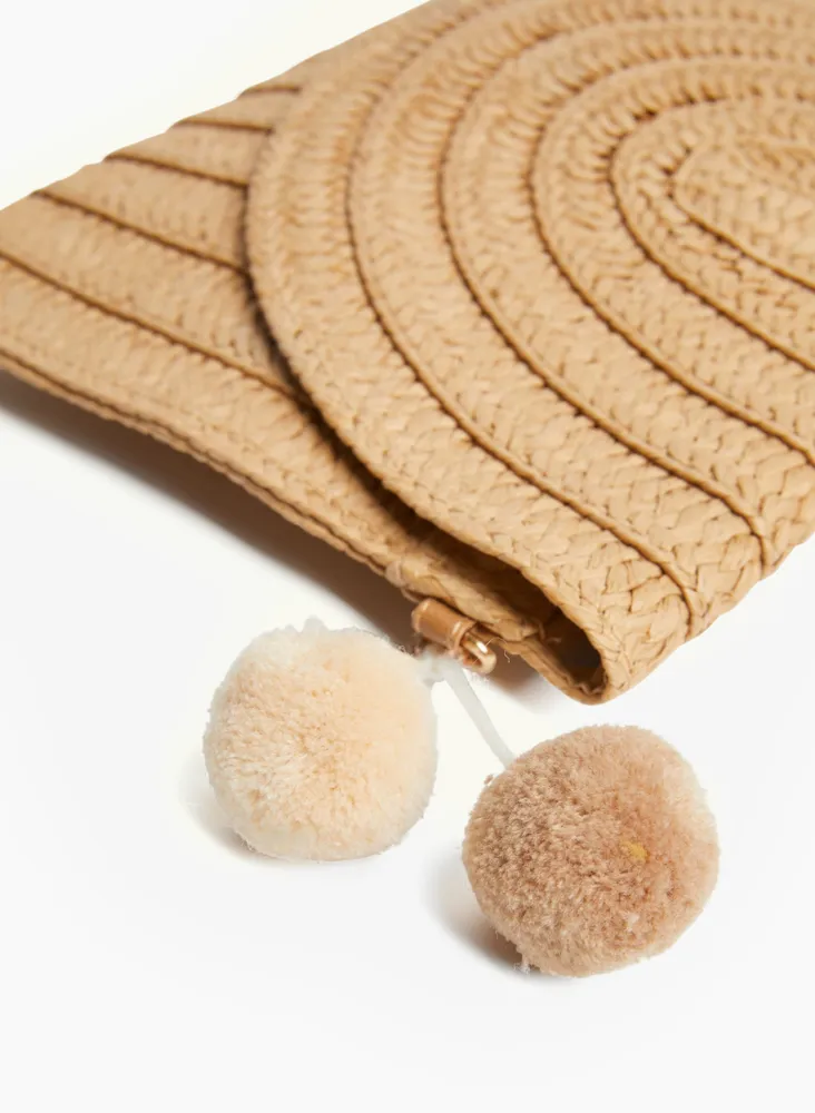 Straw Pom Purse