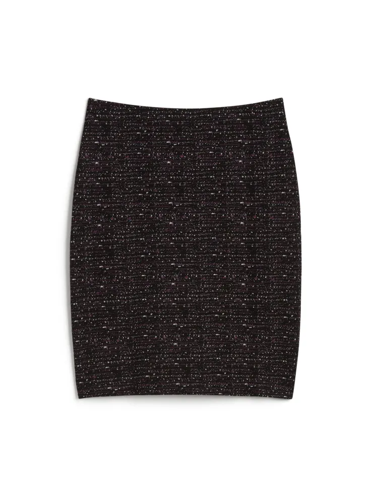 Pull-On Tweed Print Pencil Skirt
