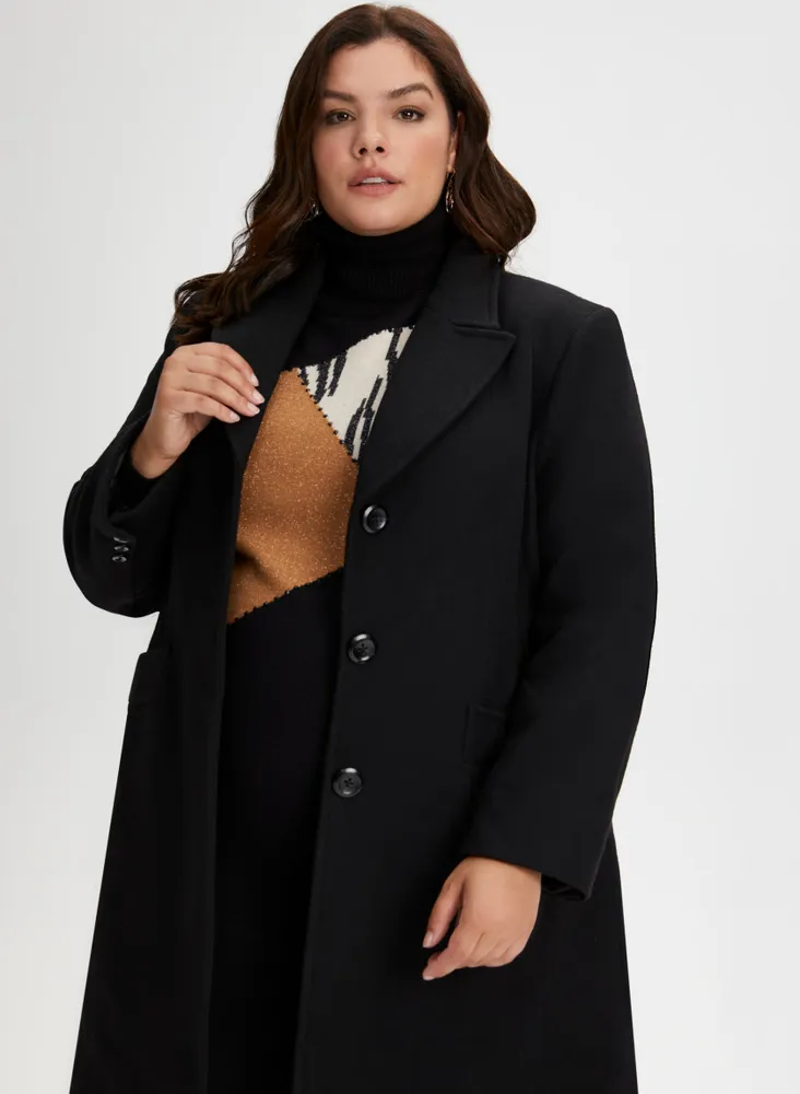 Laura Plus Mid-Length Wool Blend Coat