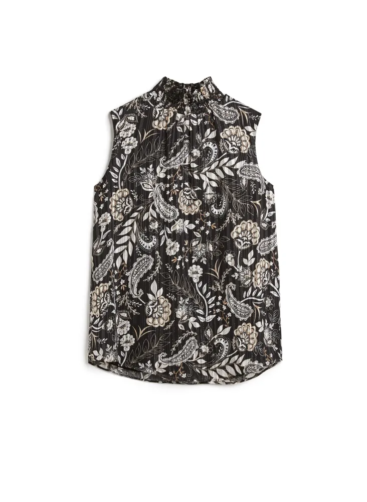 Sleeveless Paisley Motif Top