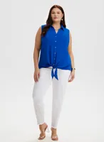 Tie Front Sleeveless Blouse