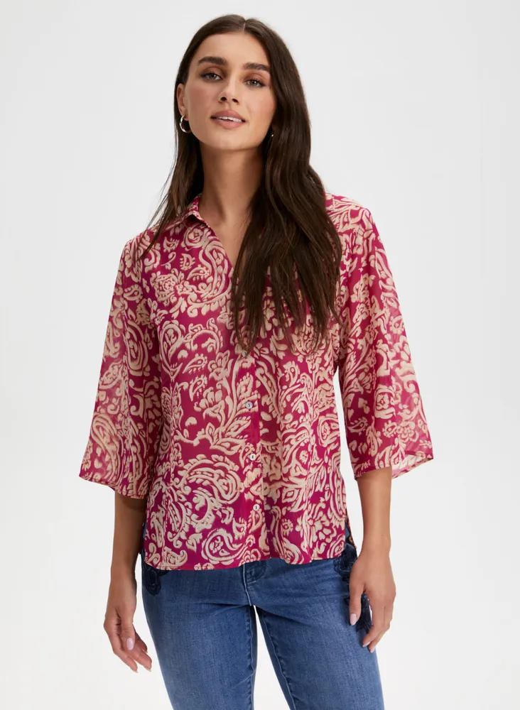 Paisley Print 3/4 Sleeve Blouse