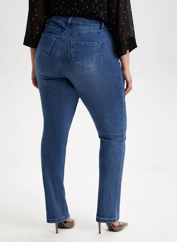 Embroidered Straight Leg Jeans