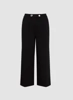 Button Detail Gaucho Wide Leg Pants