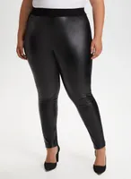 Vegan Leather Front Leggings