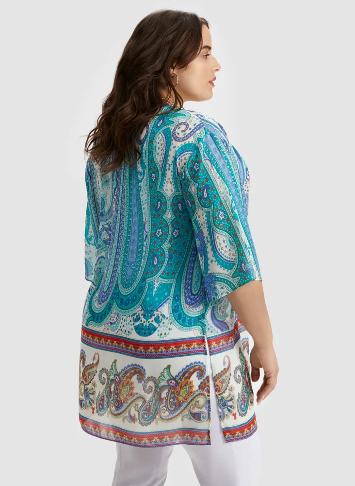 Paisley Print Open Front Tunic