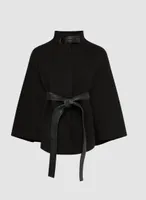 Belted Wool-Blend Cape