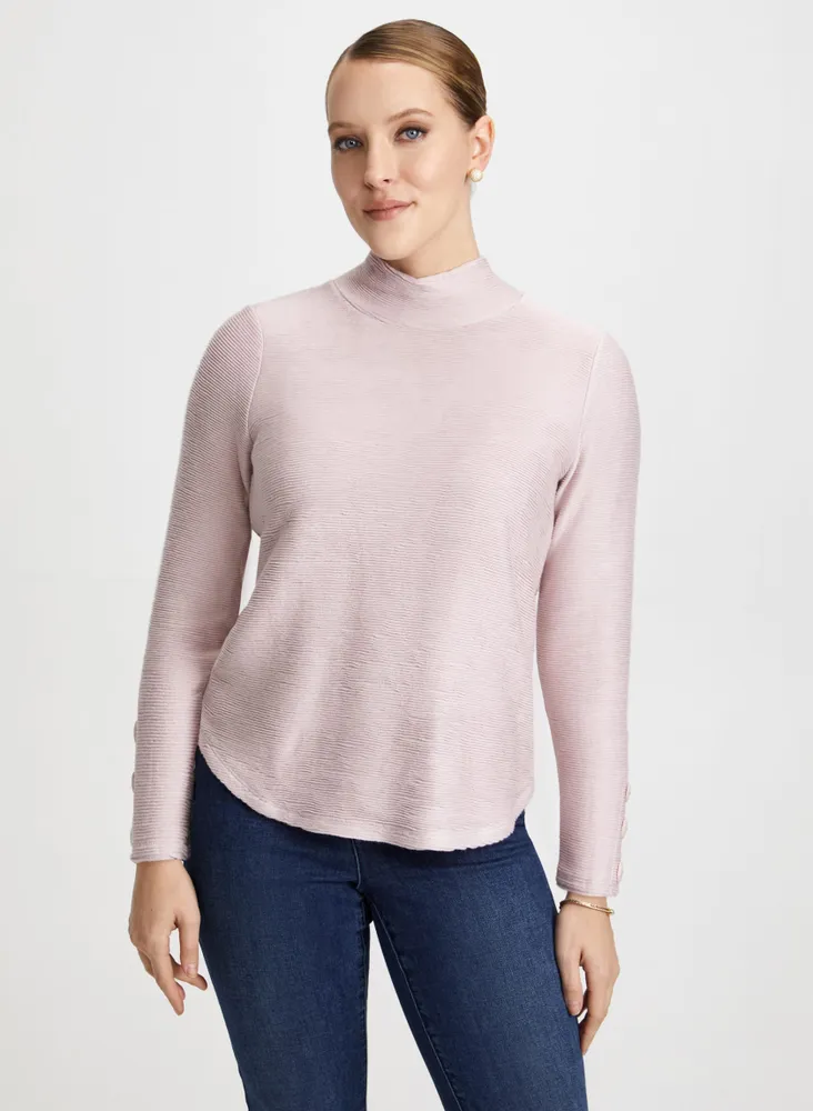 Ottoman Knit Mock Neck Top