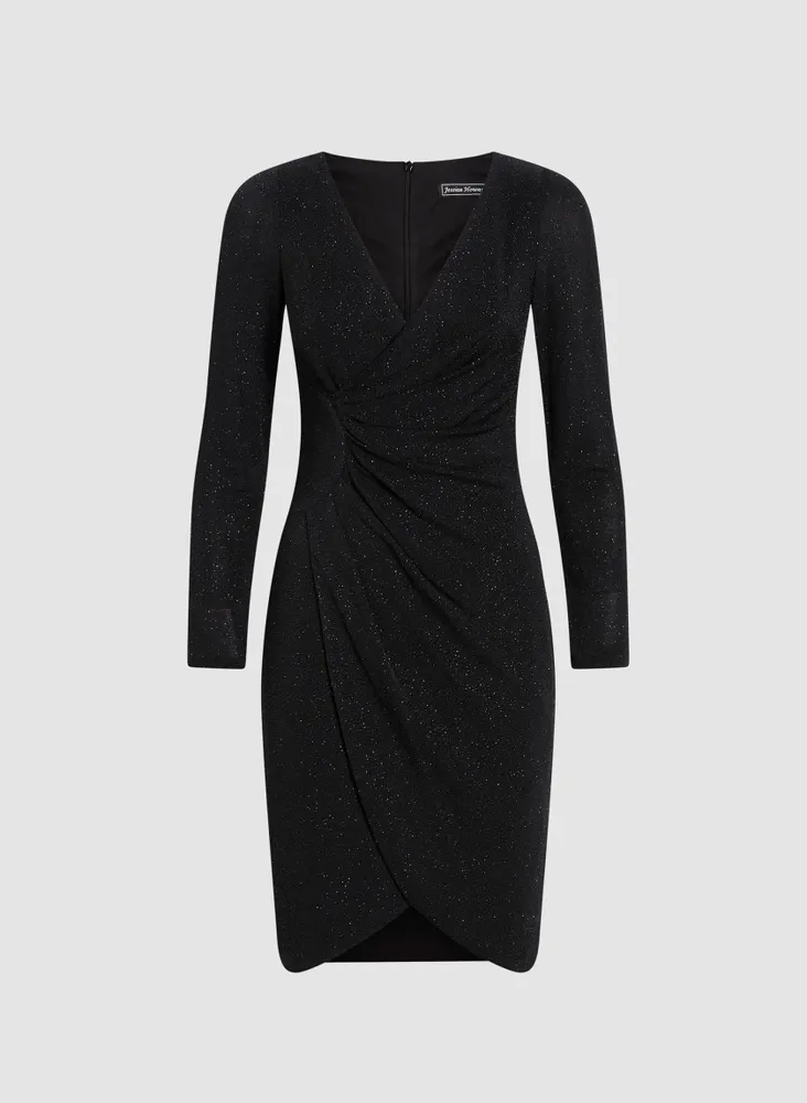 Glitter Knit Wrap-Style Dress