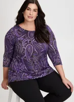 Paisley Print 3/4 Sleeve Top