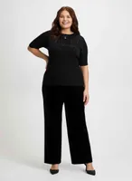 Pull-On Wide Leg Velour Pants