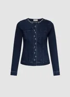 Rhinestone Cluster Trim Denim Jacket