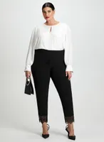 Lace Trim Straight Leg Pants