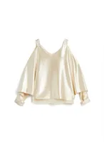 Embellished Satin Poncho Blouse