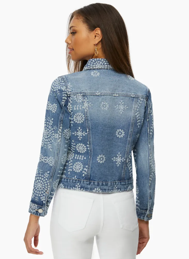 floral embroidered denim jacket