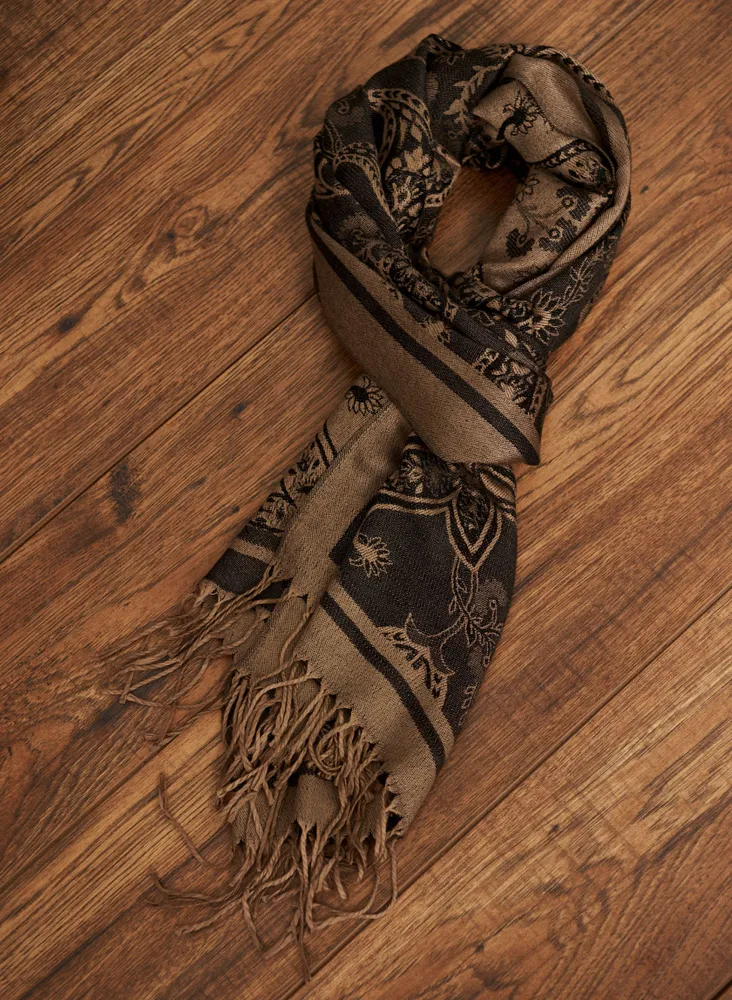 Paisley Fringed Jacquard Scarf