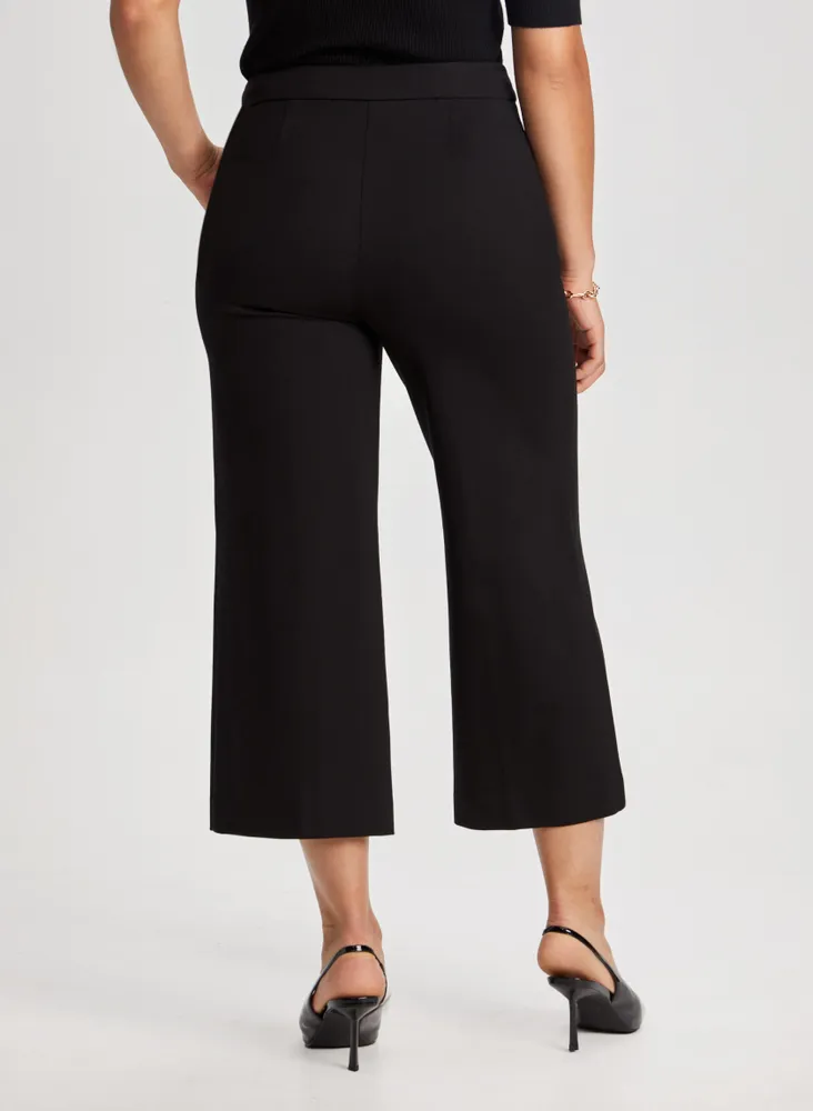 Button Detail Gaucho Wide Leg Pants