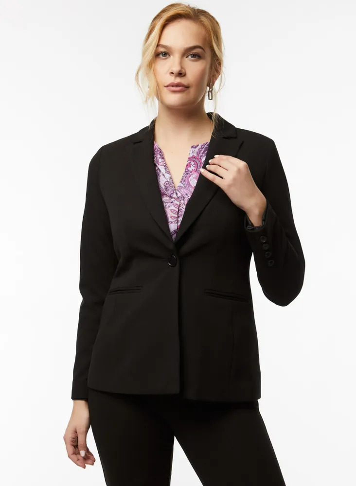 One-Button Notch Collar Jacket