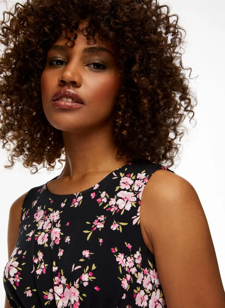 Floral Print Waist Detail Dress