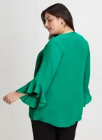 Flutter Sleeve Asymmetric Blouse