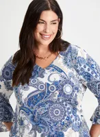 Paisley Print Ruffle Sleeve Top