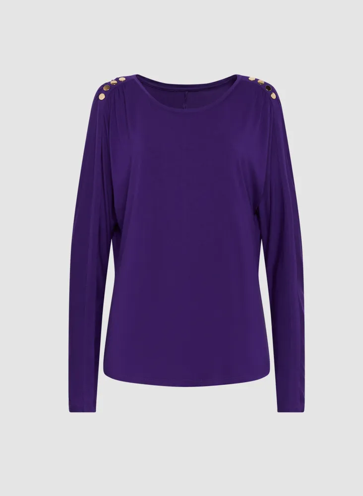 Button Detail Dolman Sleeve Top