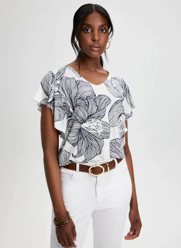 Floral Print Short Sleeve Top