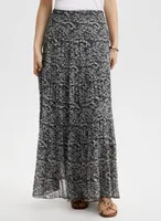 Abstract Print Maxi Skirt