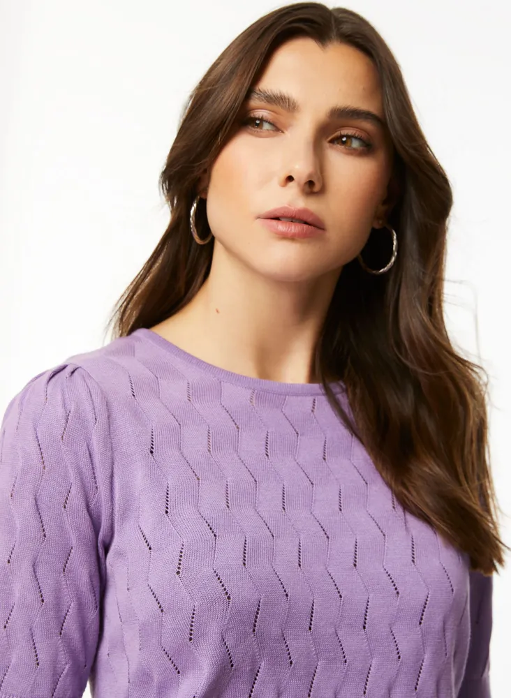 Laura Petites Short Sleeve Pointelle Sweater