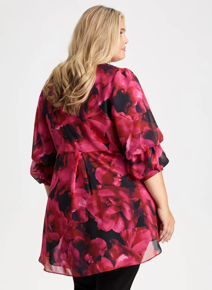 Floral Motif High-Low Tunic