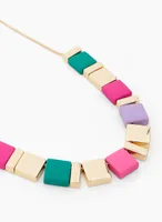 Three Tone Square Detail Necklace
